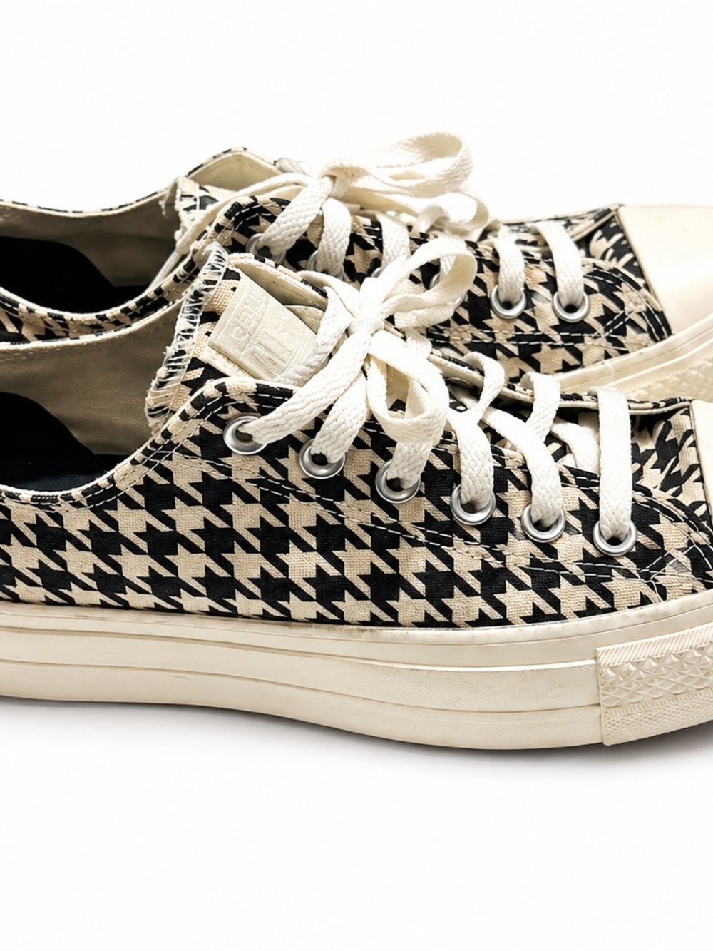 Converse Women's Low-Top Sneakers - Black & Cream Houndstooth - Picture 5 of 7
